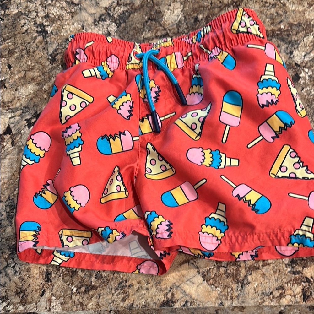 Cat & Jack Red Ice Cream and Pizza Kids Shorts